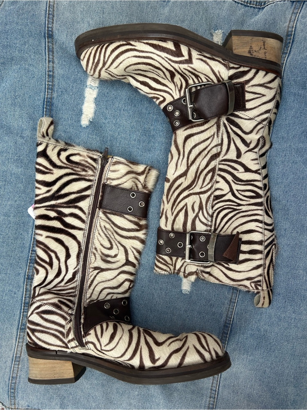 Destroy calf hair Zebra cowboy boots